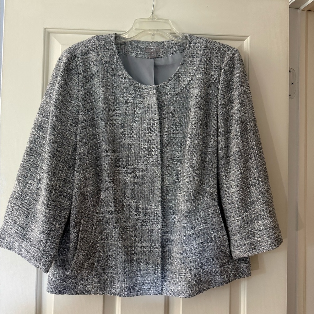 JJill cropped grey tweed jacket